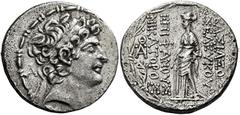 Seleucus VI Epiphanes Nicator, circa 96 – 94 Tetradrachm, Elaeusa circa 96-95, AR 30 mm, 15.75 g. Diademed head of Seleucus VI r., beardless, with curls above forehead; behind, A. Fillet border. Rev. 