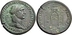 The Roman Empire Trajan augustus, 98 – 117 Sestertius circa 103-111, Æ 36 mm, 29.04 g. IMP CAES NERVAE TRAIANO AVG GER DAC P M TR P COS V P P Laureate, draped and cuirassed bust r. Rev. S P Q R OPTIMO