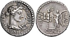 The Roman Republic Q. Caepio Brutus and C. Flavius Hemic. Denarius, military mint moving with Brutus in Lycia 43-42, AR 19 mm, 3.4 g. C·FLAV·HEMIC·LEG·PRO·PR Draped bust of Apollo r.; before, lyre. Re