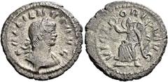The Roman Empire Gallienus, 253–268 Quinarius 260-268, Billon 16 mm, 1.5 g. GALLIENVS AVG Laureate and cuirassed bust r. Rev. VICTORIA AVG Victory advancing l., holding wreath in r. hand, palm over l.