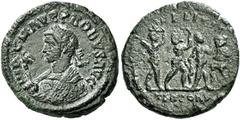 The Roman Empire Probus, 276–282 Quinarius 276-282, Billon 15 mm, 2 g. IMP C M AVR PROBVS AVG Laureate bust l., wearing consular robes, holding eagle-tipped sceptre in r. hand. Rev. FELICIA – TEMPORA 