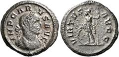 The Roman Empire Carus, 282–283 Quinarius 282-283, Billon 15 mm, 1.58 g. IMP CAR – VS AVG Laureate and cuirassed bust r. Rev. VIRTVS – AVGG Virtus standing l., holding spear and leaning r. hand on shi