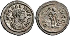 The Roman Empire Carinus augustus, 283–285 Quinarius 283-284, Billon 16 mm, 1.88 g. [I]MP CARI – NVS AVG Laureate and cuirassed bust r. Rev. VIRTVS – AVGG Hercules standing r., leaning on club, with l