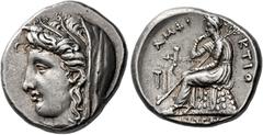 *Greek Coins Phocis, Delphi Stater circa 336 – 335, AR 25 mm, 12.28 g. Veiled head of Demeter l., wearing a wreath with ears of wheat and reeds. Rev. ΑΜΦΙ – KTIO Apollo Pythios, laureate and wearing c