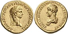 *The Roman Empire Claudius, 41–54 Aureus circa 50-54, AV 20 mm, 7.68 g. TI CLAVD CAESAR AVG GERM P M TRIB POT P P Laureate head of Claudius r. Rev. NERO CLAVD CAES DRVSVS GERM PRINC IVVENT Bare-headed