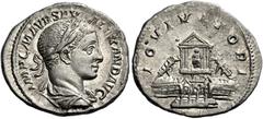 *The Roman Empire Severus Alexander, 222–235 Denarius 224, AR 20 mm, 2.55 g. IMP C M AVR SEV – ALEXAND AVG Laureate and draped bust r. Rev. IOVI VLTORI Hexastyle temple. C 101 (laureate head). BMC 207