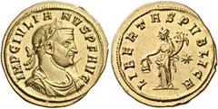 The Roman Empire Julian I of Pannonia, October–December 284 Aureus, Siscia circa 284, AV 19 mm, 4.24 g. IMP C IVLIA-NVS P F AVG Laureate, draped and cuirassed bust r. Rev. LIBERTAS PVBLICA Libertas st