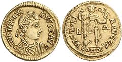 Migration of the Germanic Tribes TheVisigoths Pseudo-Imperial coinage. In the name of Libius Severus, 461-465. Solidus, uncertain mint in Gaul 461-circa 470, AV 21 mm, 4.17 g. D N IIBIVS SEVE – RVS P 