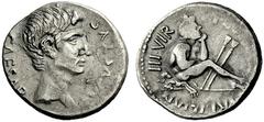 The Roman Empire Octavian as Augustus, 27 BC – 14 AD P. Petronius Turpilianus. Denarius circa 19 BC, AR 2.87 g. CAESAR – AVGVSTVS Bare head r. Rev. P [PETRON TV]RPILIAN [III VIR] Young Satyr seated r.