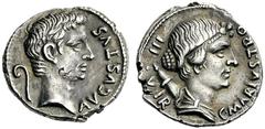 The Roman Empire Octavian as Augustus, 27 BC – 14 AD C. Marius C.f. Tromentina. Denarius 13 BC, AR 3.69 g. AVGVSTVS Bare head of Augustus r.; behind, lituus . Rev. C MARIVS TRO – III – VIR Diademed an