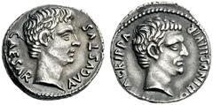 The Roman Empire Octavian as Augustus, 27 BC – 14 AD C. Sulpicius Plaetorinus. Denarius 13 BC, AR 3.87 g. CAESAR – AVGVSTVS Bare head of Augustus r. Rev. M AGRIPPA PLAETORINVS III VIR Bare head of M. 