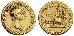 The Roman Empire Nero augustus, 54 – 68 Aureus 55, AV 7.64 g. NERO CLAVD DIVI F CAES AVG GERM IMP TR P COS Conjoined busts of bareheaded Nero, and draped Agrippina Minor r. Rev. AGRIPP AVG DIVI CLAVD 
