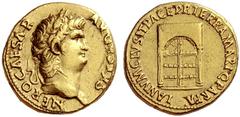 The Roman Empire Nero augustus, 54 – 68 Aureus circa 64–65, AV 7.49 g. NERO CAESAR – AVGVSTVS Laureate head r. Rev. IANVM CLVSIT PACE P R TERRA MARIQ PARTA Temple of Janus with closed doors. C 114. BM