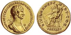 The Roman Empire Hadrian augustus, 117 – 138 Aureus 117, AV 6.86 g. IMP CAES TRAIAN HADRIANO AVG DIVI TRA PARTH F Laureate, draped and cuirassed bust r. Rev. DIVI NER NEP·P – M TR·P·COS· Fortuna seate