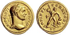 The Roman Empire Diocletian, 284-305 Aureus, Treveri circa 293-294, AV 5.36 g. DIOCLETI – ANVS P F AVG Laureate head r. Rev. IOVI FVL – GERATORI Jupiter advancing r., holding thunderbolt and striking 