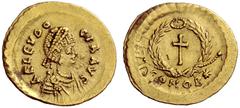 The Roman Empire Aelia Eudocia, wife of Theodosius II Tremissis, Constantinopolis circa 430, AV 1.51 g. AEL EVDO – CIA AVG Draped bust r., wearing elaborate and pearl-diademed headdress. Rev. Cross wi