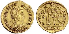 The Roman Empire Libius Severus, 461 – 465 Solidus 462, AV 4.43 g. D N LIBIVS SEVE – RVS P F AVG Rosette-diademed, draped and cuirassed bust r. Rev. VICTORI – A AVGGG Emperor standing facing, holding 