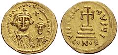 The Byzantine Empire Heraclius and colleagues, 610 – 641 Solidus circa 616-625, AV 4.48 g. dd NN HERACLIVS ET HERAC CONSTANTIN Facing busts of Heraclius on l. and Heraclius Constantine on r., each wea