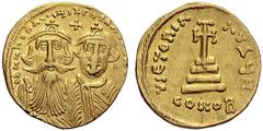 The Byzantine Empire Heraclius and colleagues, 610 – 641 Solidus 629-631, AV 4.28 g. dd NN HERACLIVS [ET HERAC CONSTANTIN] Facing bust of Heraclius, with long beard on l. and Heraclius Constantine wit