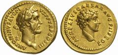The Roman Empire Antoninus Pius Augustus, 138 - 161 No.: 88 Schätzpreis - Estimate CHF 8000.- Aureus circa 140, AV 6.99 g. ANTONINVS AVG PI - VS P P TR P COS III Laureate head of Antoninus Pius r. Rev