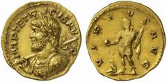 The Roman Empire Tetricus I, 271 - 274 No.: 204 Schätzpreis - Estimate CHF 35000.- Aureus, Cologne or Trier circa 272, 4.73 g. IMP TETR - ICVS AV - G Laureate and cuirassed bust l., holding spear over