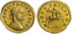 The Roman Empire Tacitus, 275 - 276 No.: 210 Schätzpreis - Estimate CHF 18000.- Heavy aureus, Cyzicus circa 275-276, 6.42 g. IMP C M C L TACITVS AVG Radiate and cuirassed bust r. Rev. VIRTV - S MILITV