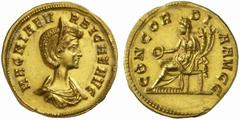 The Roman Empire Magnia Urbica, wife of Carinus No.: 229 Schätzpreis - Estimate CHF 25000.- Aureus, Siscia circa 283, 4.81 g. MAGNIAE V - RBICAE AVG Diademed and draped bust r. Rev. CONCOR - DI - A AV