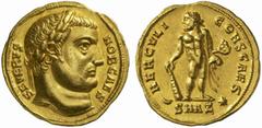 The Roman Empire Severus II Caesar, 305 - 306 No.: 259 Schätzpreis - Estimate CHF 24000.- Aureus, Antioch circa 305, 5.33 g. SEVERVS - NOB CAES Laureate head r. Rev. HERCVLI - CONS CAES Hercules, nake