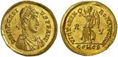 The Roman Empire Arcadius, 383 - 408 No.: 329 Schätzpreis - Estimate CHF 15000.- Medallion of 1 1/4 solidi or aureus, Ravenna circa 403-405, 5.38 g. DN ARCADI - VS P F AVG Pearl-diademed, draped and c