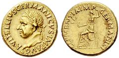 The Roman Empire Vitellius, 69 Aureus, Tarraco (?) January-April 69, AV 7.23 g. A VITELLIVS GERMANICVS IMP AVG Laureate head l. Rev. CLEMENTIA IMP – GERMANICI Clementia, draped, seated l., holding bra