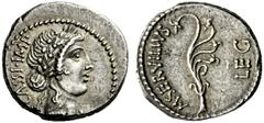 The JD collection of Roman Republican Coins part II – Session I C. Cassius with M. Servilius. Denarius, mint moving with Brutus and Cassius 43-42, AR 3.68 g. [C·CASSI] ·IMP Laureate head of Libertas r