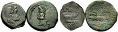The JD collection of Roman Republican Coins part II – session II Lot of 2 coins: As, Æ 13.74 g. Cr. 340/4; Semis, Æ 13.76 g. Cr. 340/5. Fine to very fine Semis ex NAC sale p, 2005, 1739.