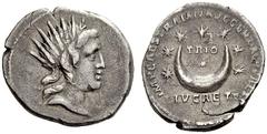 The Collection of Roman Republican Coins of a Student and his Mentor Part II Restored Republican coinage issued by Trajan (98-117). Denarius 98-117, AR 2.90 g. Radiate head of Sol r. Rev. IMP CAES TRA