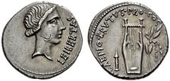 The Collection of Roman Republican Coins of a Student and his Mentor Part II Q. Caepio Brutus. Denarius, mint moving with Brutus 43-42, AR 3.86 g. LEIBERTAS Head of Libertas r. Rev. CAEPIO·BRVTVS·PRO·