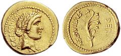 The Collection of Roman Republican Coins of a Student and his Mentor Part II C. Cassius Longinus. Aureus, mint moving with Brutus and Cassius 43-42 BC, AV 8.04 g. C·CASSI·IMP Laureate head of Libertas