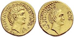 The Collection of Roman Republican Coins of a Student and his Mentor Part II Marcus Antonius, Lucius Antonius and M. Cocceius Nerva . Aureus, mint moving with Mark Anthony circa 41, AV 8.10 g. M·ANT·I