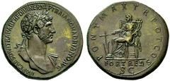 THE ROMAN EMPIRE HADRIAN, August 11, 117–July 10, 138. Sestertius, Rome 117, Æ 28.67 g. Obv. IMP CAES DIVI TRA PARTH F DIVI NER NEP TRAIANO HADRIANO AVG His laureate bust right, paludamentum on left s
