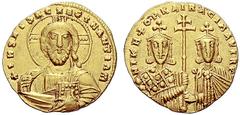 The Byzantine Empire The mint is Constantinopolis unless otherwise stated Nicephorus II Phocas, 15 August 963 – 10 December 969, with Basil II and Constantine VIII Histamenon 963-969, AV 4.39 g. + IhS