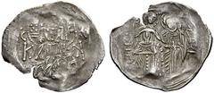 The Restored Byzantine Empire Michael VIII, Ducas-Angelus-Comnenus-Palaeologus as Despot and Emperor, 1258 - 1261 Aspron trachy, 1261-82, AR 1.87 g. K – K (reverted) Facing bust of Christ Emmanuel nim