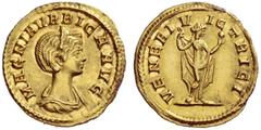 The Roman Empire Magna Urbica, wife of Carinus Aureus, Roma 283, AV 3.75 g. MAGNIA VR – BICA AVG Diademed and draped bust r. Rev. VENERI VICTRICI Venus standing r., holding up drapery at her r. should