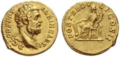 The Roman Empire Clodius Albinus caesar, 193 – 195 Aureus 194-195, AV 7.38 g. D CLOD SEPT – ALBIN CAES Bareheaded bust r., with drapery on far shoulder. Rev. FORT·REDV – CI·COS II Fortuna seated l., h