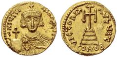 The Byzantine Empire Justinian II, first reign 685 - 695 Solidus, Uncertain Italian mint (Ravenna?) 685-695, AV 4.37 g. dN IYStI – NIANYS Beardless bust facing, wearing crown with cross and chlamys an