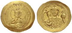 The Byzantine Empire Constantine IX Monomachus, 1042 – 1055 Histamenon 1042-1055, AV 4.41 g. Facing bust of Christ, nimbate, raising r. hand in benediction and holding book of Gospels in l. Rev. Bust 