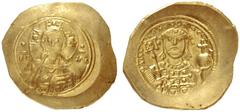 The Byzantine Empire Michael VII, Ducas 1071 – 1078, with colleagues from 1074 Histamenon 1071-1078, AV 4.44 g. Bust of Christ facing, nimbate, raising r. hand in benediction and holding book of Gospe