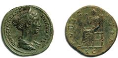 JDL Collection Part II: Roman Coins THE ROMAN EMPIRE. In the name of Faustina II, died at the beginning of summer(fl) 176. Struck by Marcus Aurelius, March 7, 161 - March 17, 180. Dupondius, Rome 161,