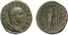 JDL Collection Part II: Roman Coins THE ROMAN EMPIRE. MAXIMUS CAESAR, January 7/May 16, 236–mid April 238. Sestertius, Rome, Æ 22.41 g. Obv. MAXIMVS CAES GERM Draped bust of Maximus right; border of d