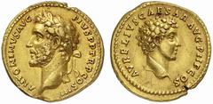 The Roman Empire Aelius Caesar 136 – 138 No.: 463 Schätzpreis - Estimate CHF 8000 d=19 mm Aureus circa 140, AV 7.22 g. ANTONINVS AVG PIVS P P TR P COS III Laureate head of Antoninus Pius l. Rev. AVREL