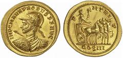 The Roman Empire Probus, 276 – 282 No.: 567 Schätzpreis - Estimate CHF 36000 d=21 mm Aureus, Siscia circa 279, AV 6.78 g. IMP C M AVR PROBVS P F AVG Helmeted, draped and cuirassec bust l., holding tra