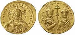 Byzantine Gold Coins Basil II Bulgaroctonos, 976 – 1025, with Constantine VIII, co-emperor throughout the reign No.: 641 Schätzpreis - Estimate CHF 1000 d=20 mm Histamenon nomisma circa 1005-1025, AV 