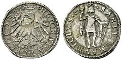 COLLEZIONE GdF DI TESTONI ITALIANI Desana Filippo Tornielli, 1527-1529. Testone, AR 8,63 g. * PHI•TORNI•AD•DECI•CO•BRI Aquila ad ali spiegate, volta a s. Rv. • SANTVS •.MAVRICIVS San Maurizio, nimbato